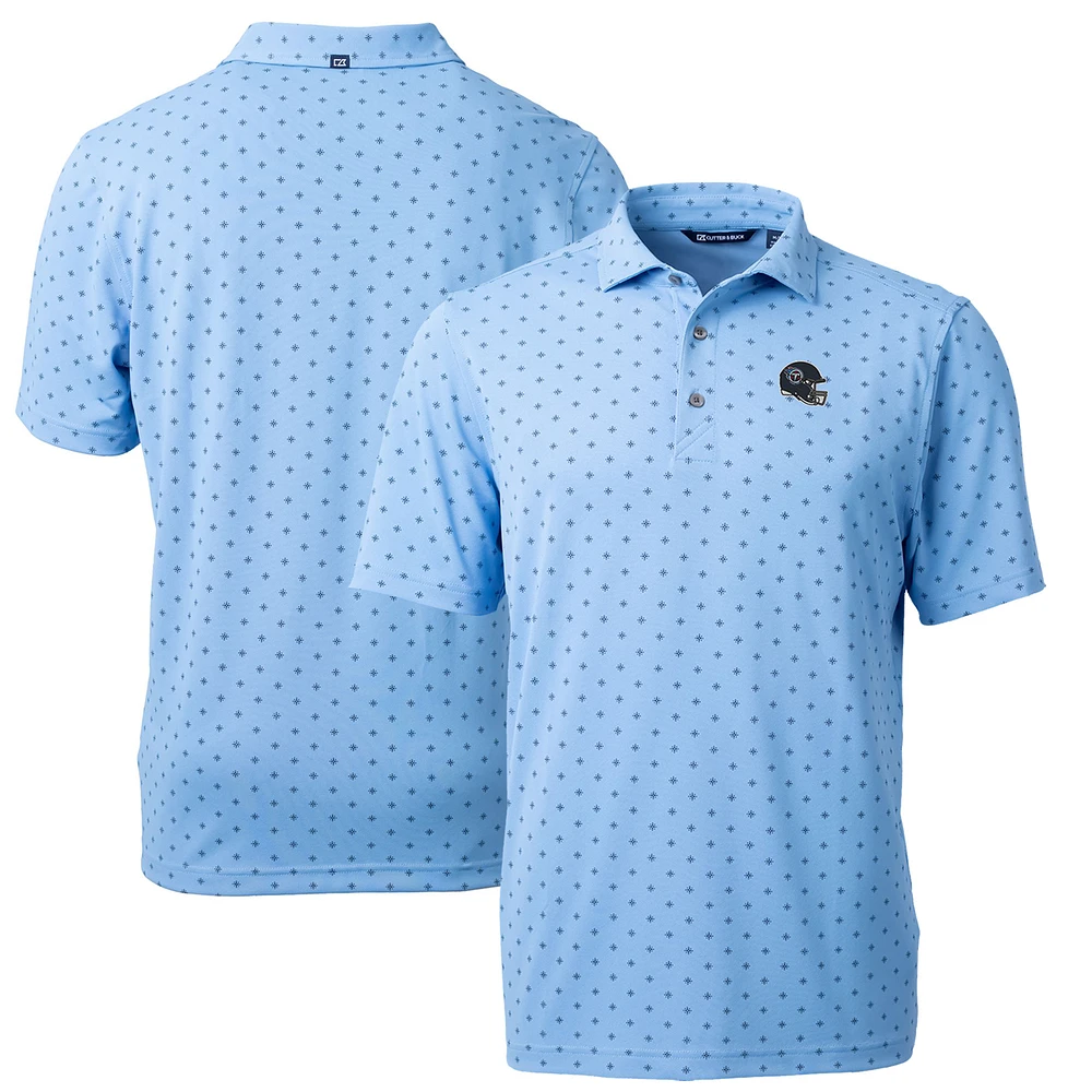 Men's Cutter & Buck Light Blue Tennessee Titans Helmet Virtue Eco Pique Tile Print Recycled Polo