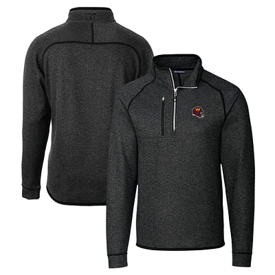 Men's Cutter & Buck Charcoal Washington Commanders Helmet Mainsail Sweater-Knit Half-Zip Pullover Jacket