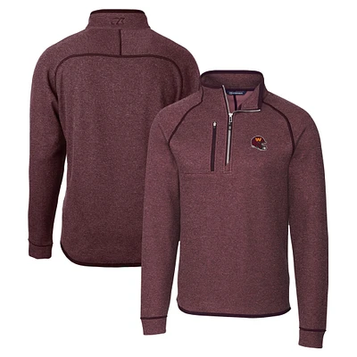 Men's Cutter & Buck Burgundy Washington Commanders Helmet Mainsail Sweater-Knit Half-Zip Pullover Jacket