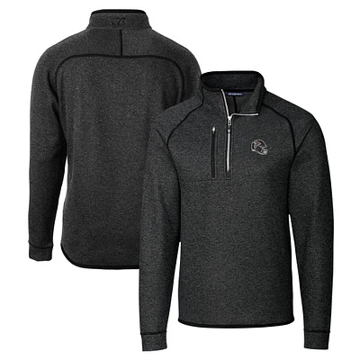 Men's Cutter & Buck Charcoal Atlanta Falcons Helmet Mainsail Sweater-Knit Half-Zip Pullover Jacket