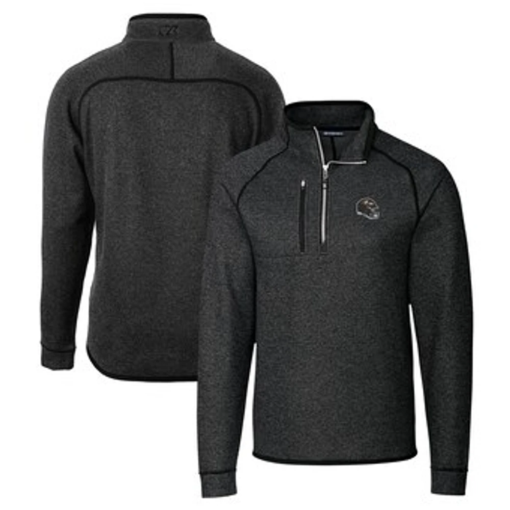 Men's Cutter & Buck Charcoal Baltimore Ravens Helmet Mainsail Sweater-Knit Half-Zip Pullover Jacket