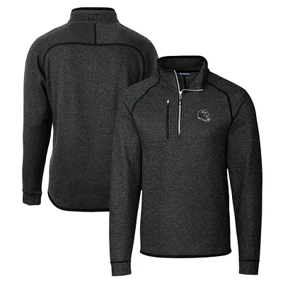 Men's Cutter & Buck Charcoal Baltimore Ravens Helmet Mainsail Sweater-Knit Half-Zip Pullover Jacket