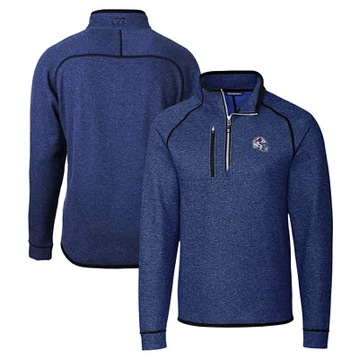 Men's Cutter & Buck Blue Buffalo Bills Helmet Mainsail Sweater-Knit Half-Zip Pullover Jacket