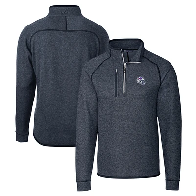 Men's Cutter & Buck Navy Buffalo Bills Helmet Mainsail Sweater-Knit Half-Zip Pullover Jacket