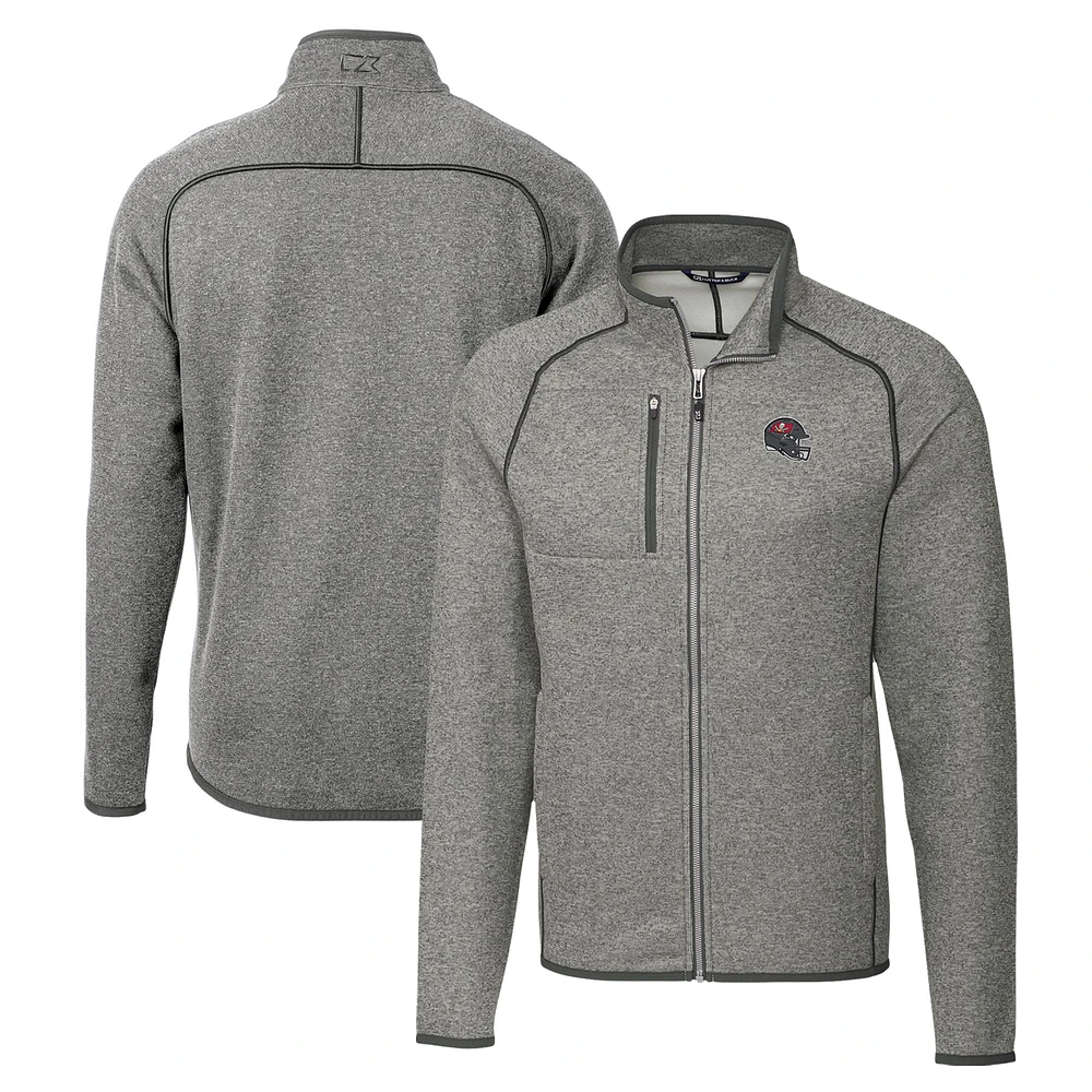Men's Cutter & Buck Silver Tampa Bay Buccaneers Helmet Mainsail Sweater-Knit Full-Zip Jacket