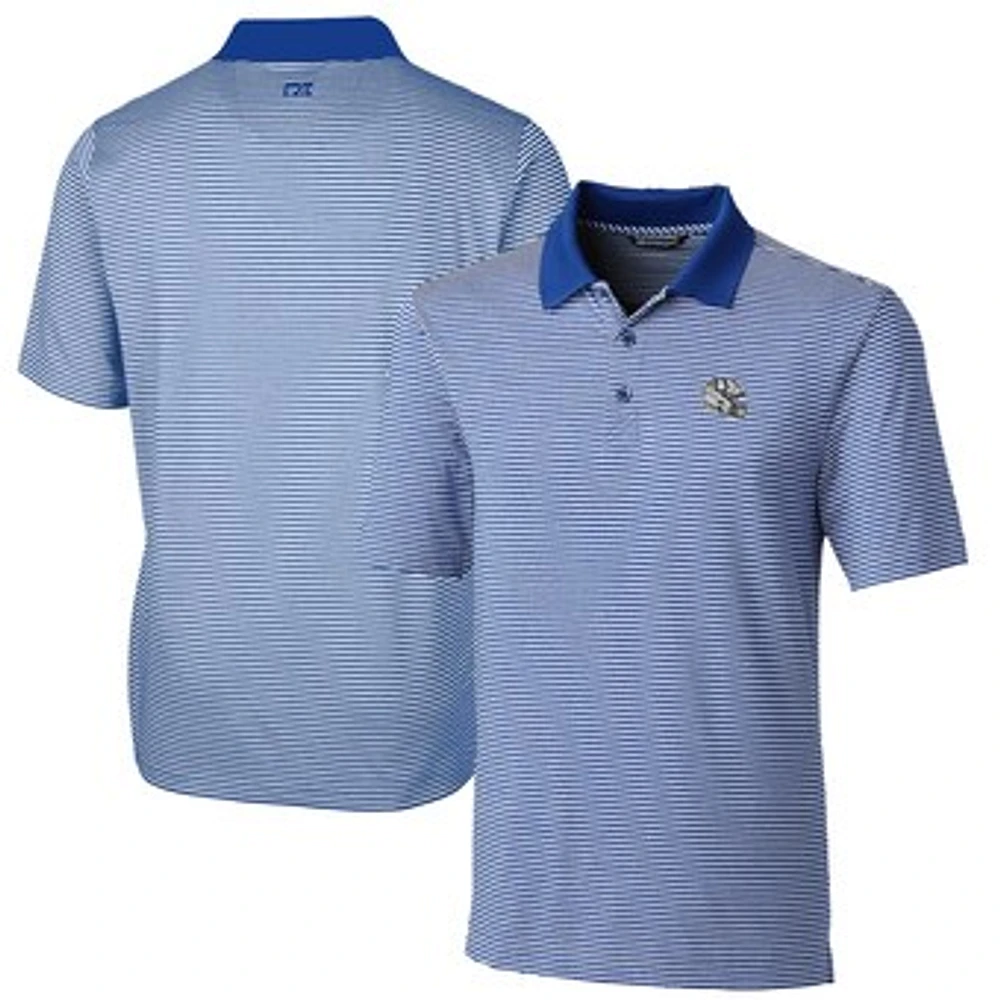 Men's Cutter & Buck Royal Indianapolis Colts Helmet Forge Tonal Stripe Stretch Polo