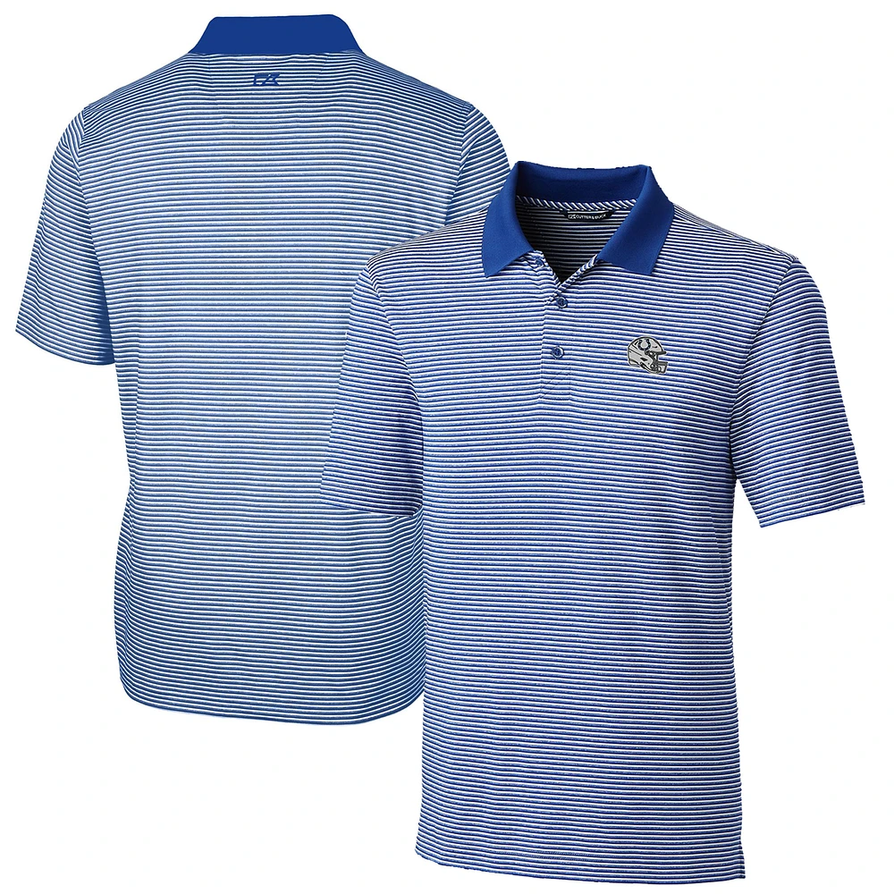 Men's Cutter & Buck Royal Indianapolis Colts Helmet Forge Tonal Stripe Stretch Polo