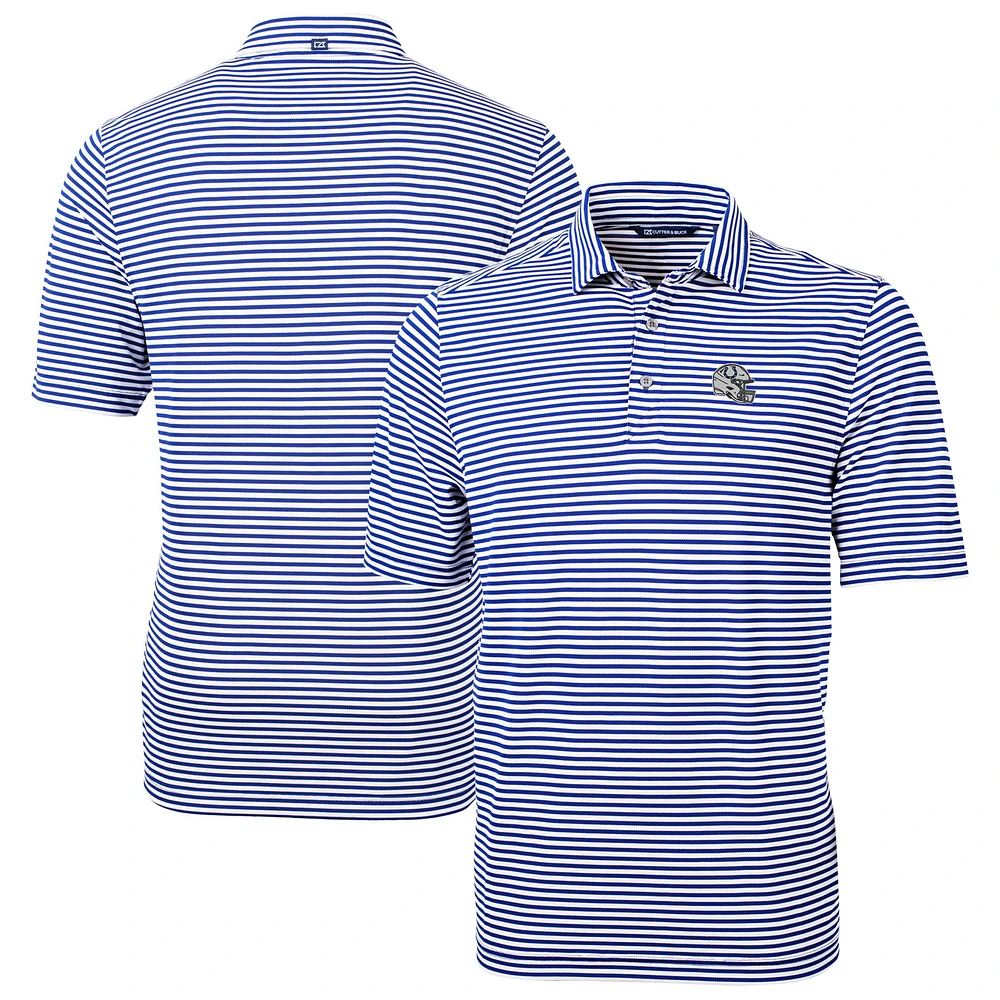 Men's Cutter & Buck Royal Indianapolis Colts Helmet Virtue Eco Pique Stripe Recycled Polo