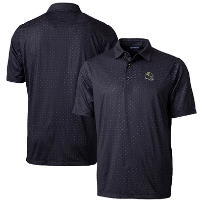 Men's Cutter & Buck Black Jacksonville Jaguars Helmet Pike Double Dot Print Stretch Polo