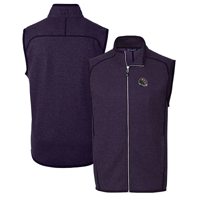 Men's Cutter & Buck Purple Baltimore Ravens Helmet Mainsail Sweater Knit Fleece Full-Zip Vest