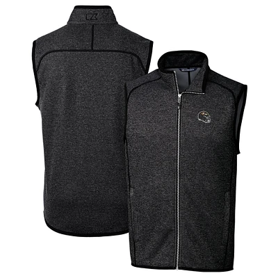 Men's Cutter & Buck Charcoal Baltimore Ravens Helmet Mainsail Sweater Knit Fleece Full-Zip Vest