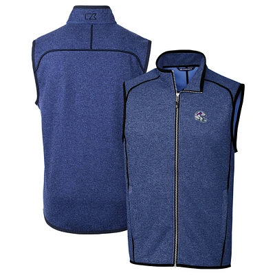 Men's Cutter & Buck Blue Buffalo Bills Helmet Mainsail Sweater Knit Fleece Full-Zip Vest