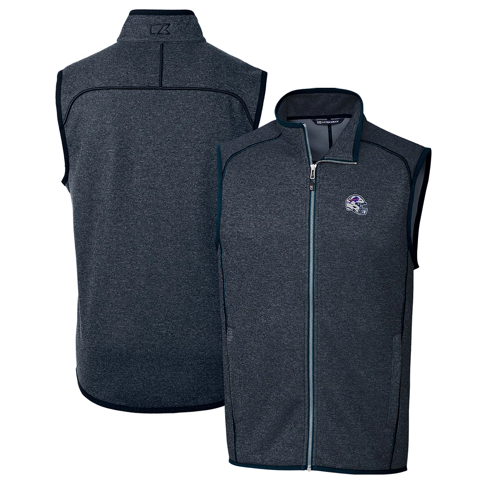 Men's Cutter & Buck Navy Buffalo Bills Helmet Mainsail Sweater Knit Fleece Full-Zip Vest