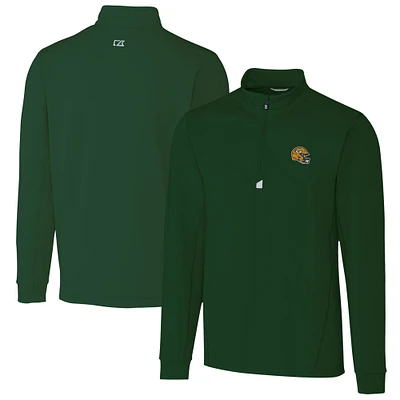 Men's Cutter & Buck Green Green Bay Packers Helmet Traverse Stretch Quarter-Zip Pullover Top