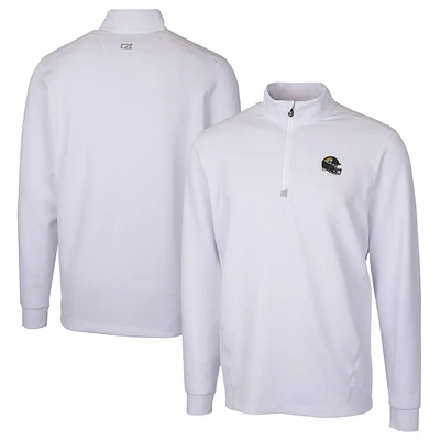 Men's Cutter & Buck White Jacksonville Jaguars Helmet Traverse Stretch Quarter-Zip Pullover Top