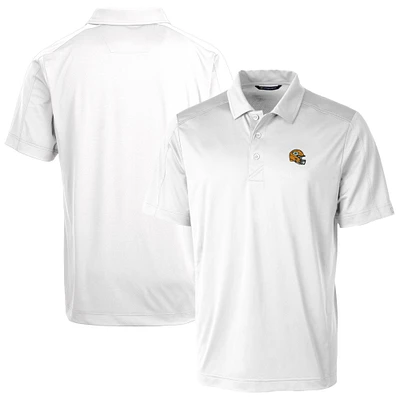 Men's Cutter & Buck White Green Bay Packers Helmet Prospect Textured Stretch Polo