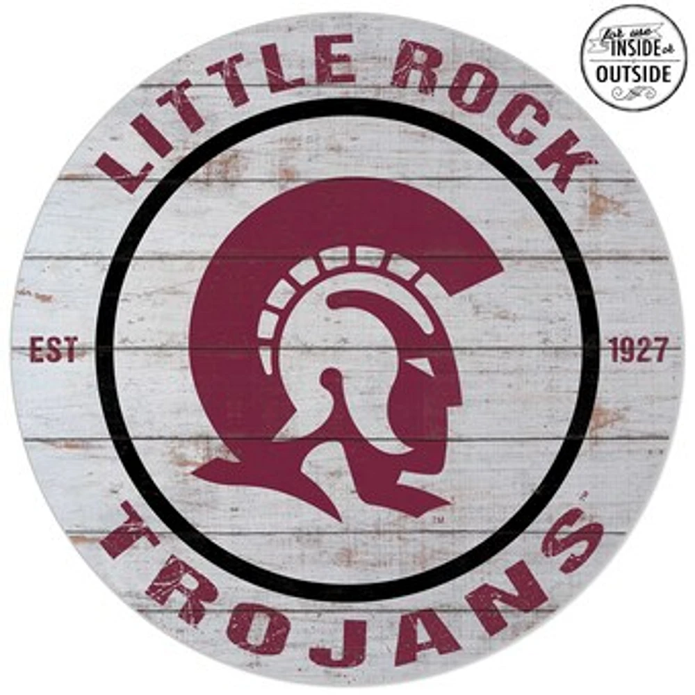 Arkansas Little Rock Trojans 20'' Indoor/Outdoor Weathered Circle Sign
