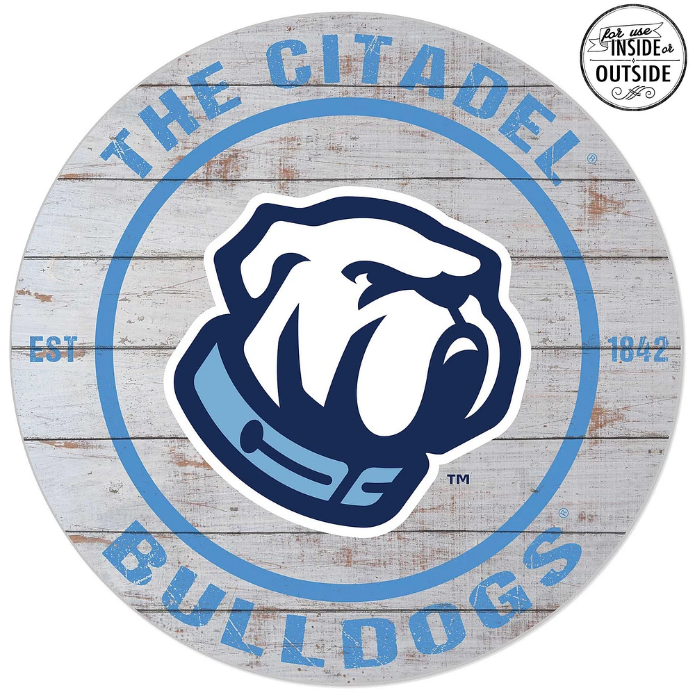 Citadel Bulldogs 20'' Indoor/Outdoor Weathered Circle Sign