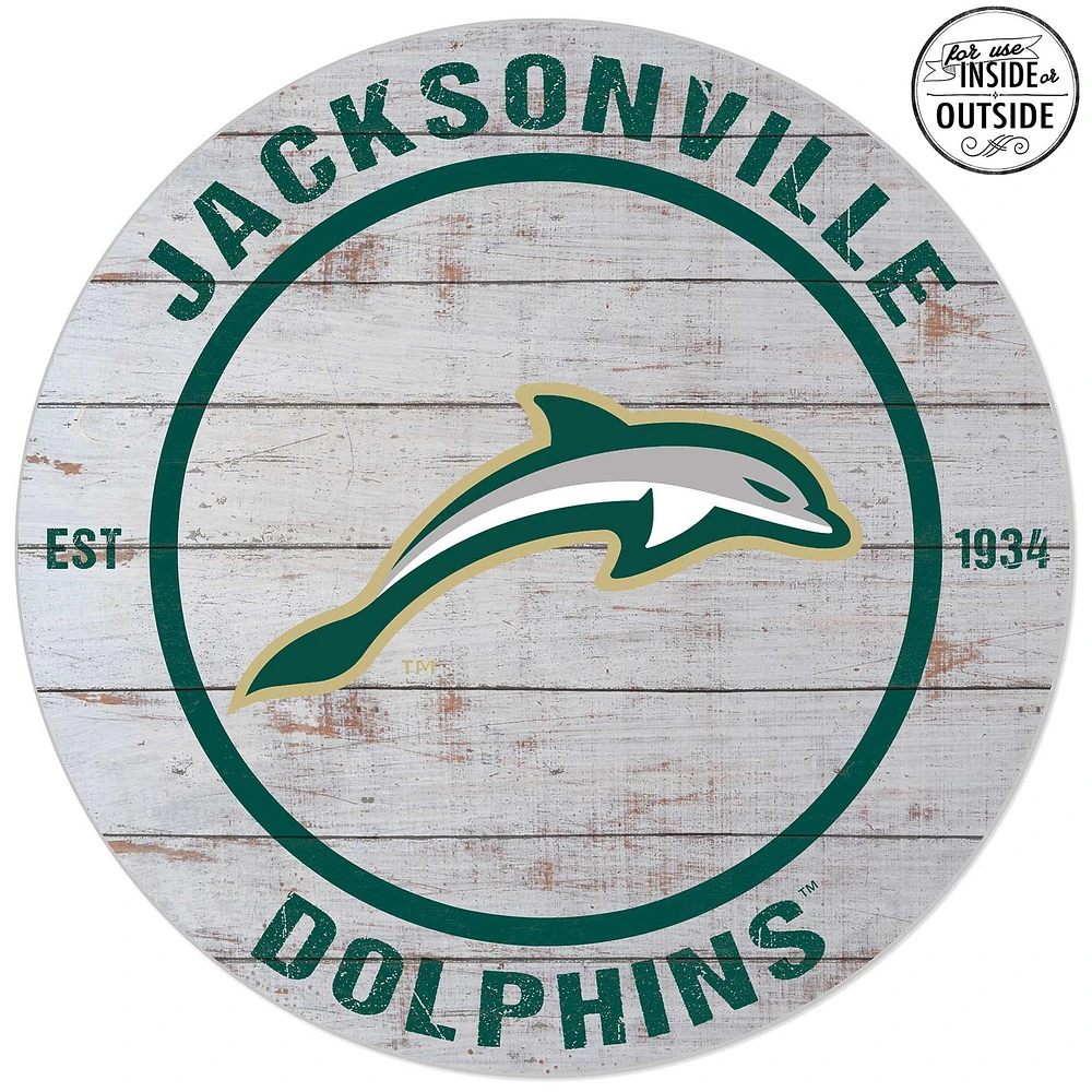 JU Dolphins 20'' Indoor/Outdoor Weathered Circle Sign