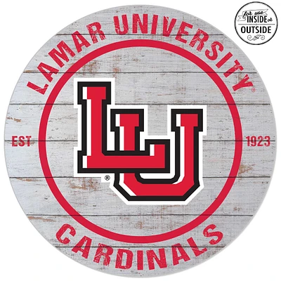 Lamar Cardinals 20'' Indoor/Outdoor Weathered Circle Sign