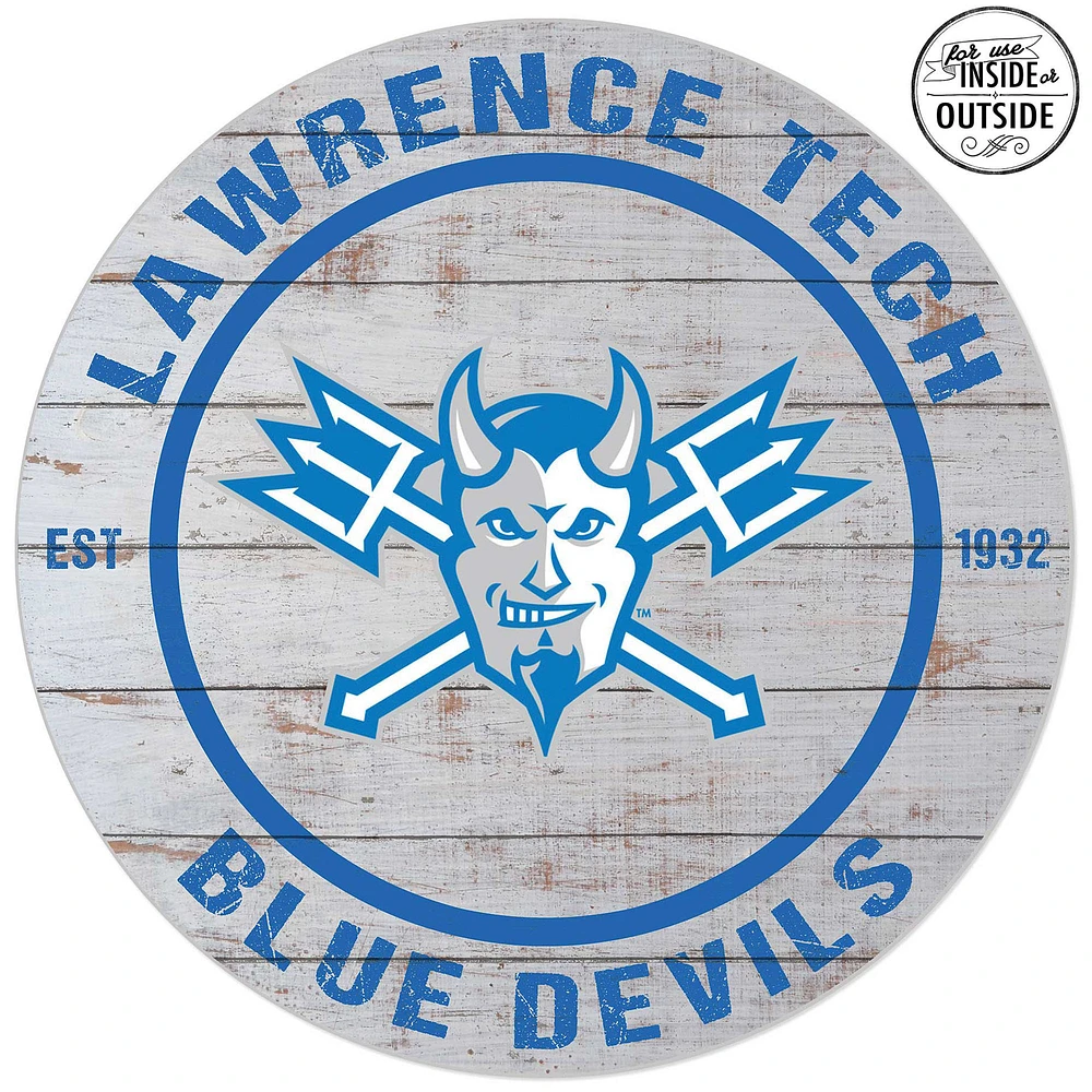 Lawrence Technological University Blue Devils 20'' Indoor/Outdoor Weathered Circle Sign