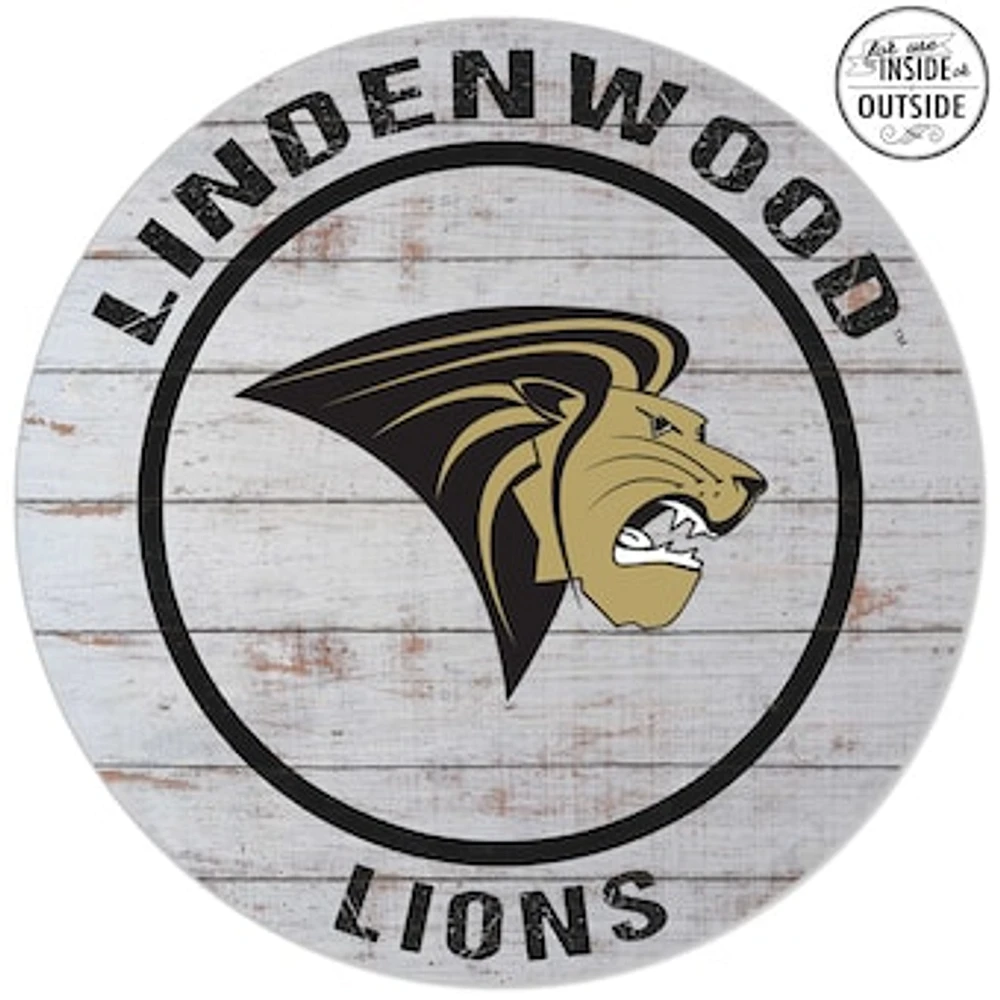 Lindenwood Lions 20'' Indoor/Outdoor Weathered Circle Sign