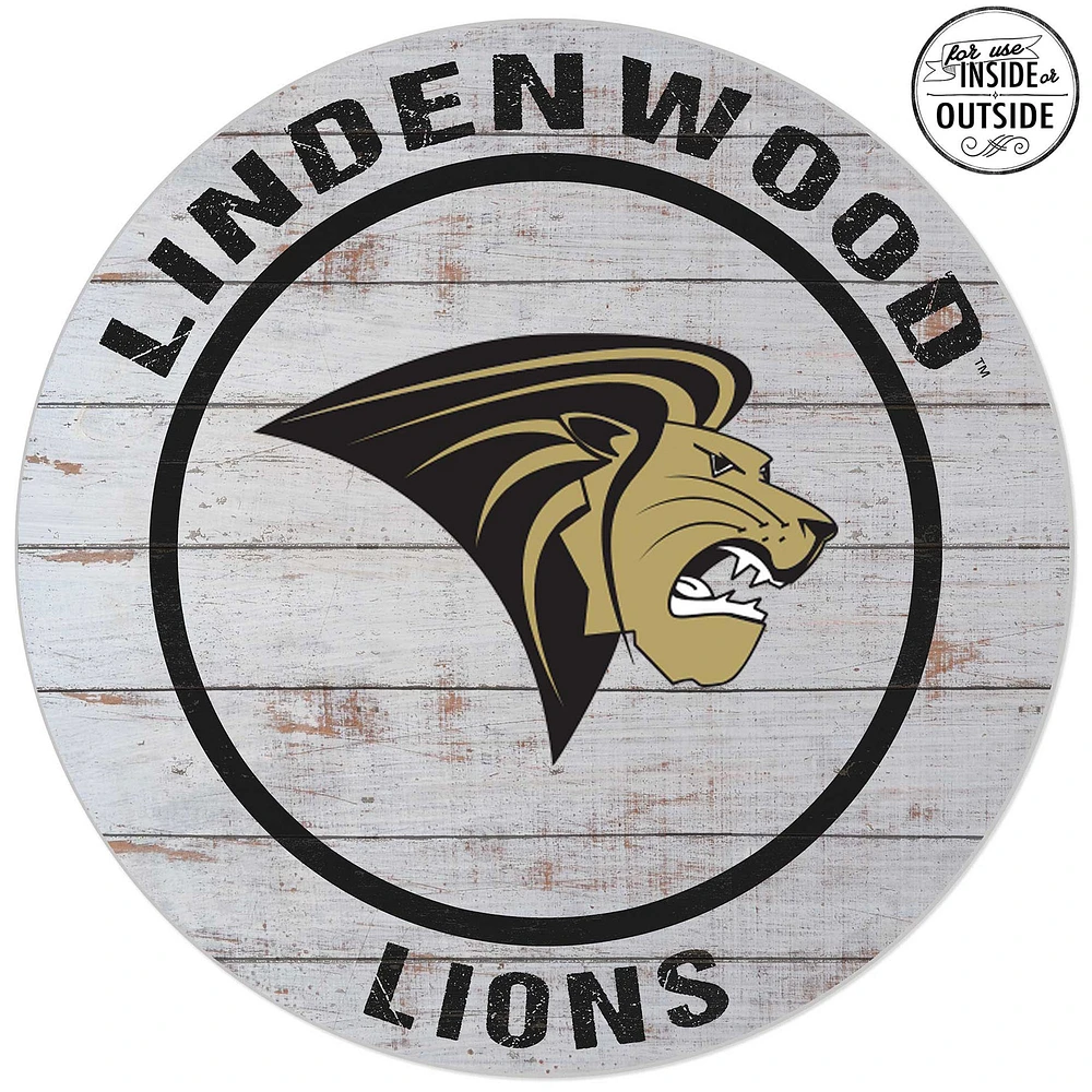 Lindenwood Lions 20'' Indoor/Outdoor Weathered Circle Sign