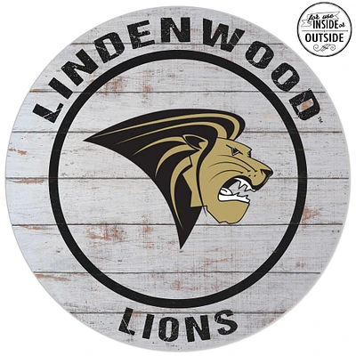Lindenwood Lions 20'' Indoor/Outdoor Weathered Circle Sign