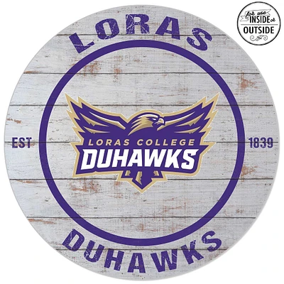 Loras College Duhawks 20'' Indoor/Outdoor Weathered Circle Sign