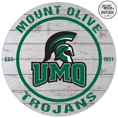 Mount Olive Trojans 20'' Indoor/Outdoor Weathered Circle Sign