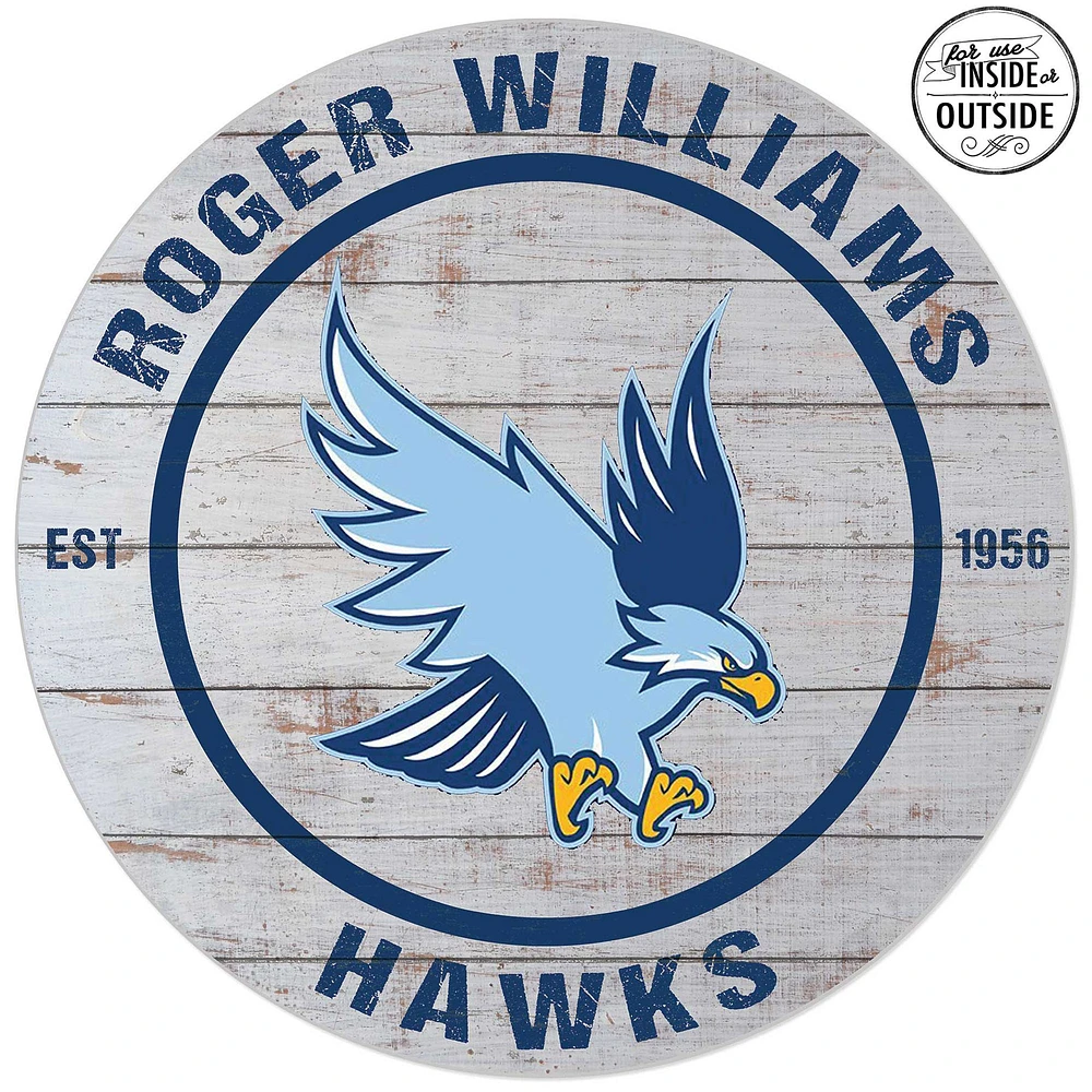 RWU Hawks 20'' Indoor/Outdoor Weathered Circle Sign