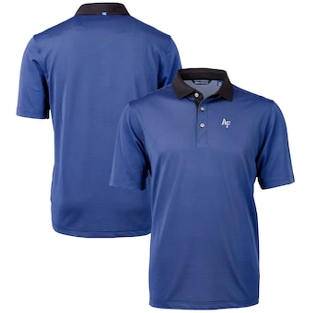 Men's Cutter & Buck Royal/Black Air Force Falcons Big Tall Virtue Eco Pique Micro Stripe Recycled Polo