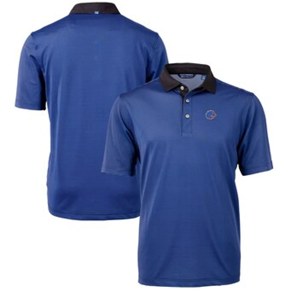 Men's Cutter & Buck Royal/Black Boise State Broncos Big Tall Virtue Eco Pique Micro Stripe Recycled Polo