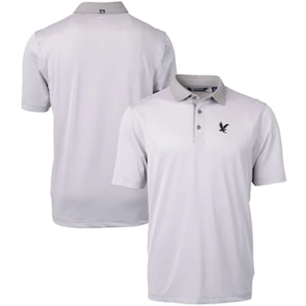 Men's Cutter & Buck Gray/White Embry Riddle Eagles Big Tall Virtue Eco Pique Micro Stripe Recycled Polo