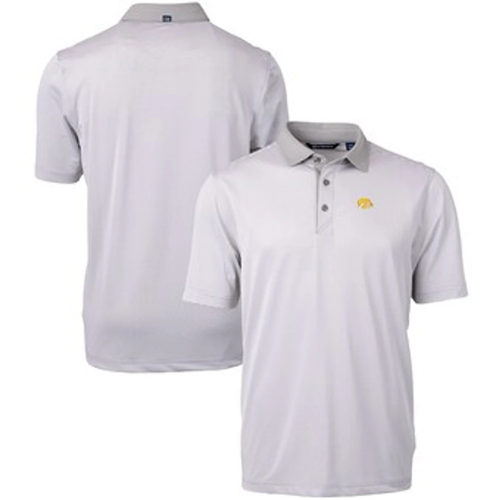 Men's Cutter & Buck Gray/White Iowa Hawkeyes Big Tall Virtue Eco Pique Micro Stripe Recycled Polo