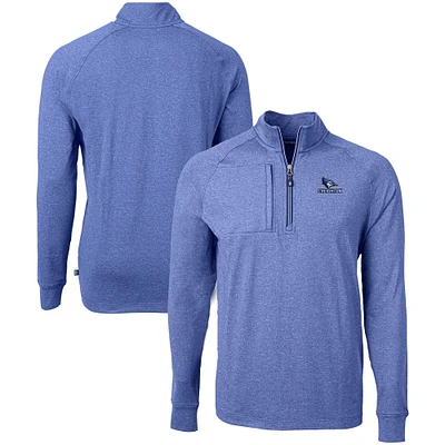 Men's Cutter & Buck Heather Creighton Bluejays Big Tall Adapt Eco Knit Quarter-Zip Pullover Top