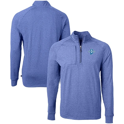Men's Cutter & Buck Heather Royal Indiana State Sycamores Big Tall Adapt Eco Knit Quarter-Zip Pullover Top
