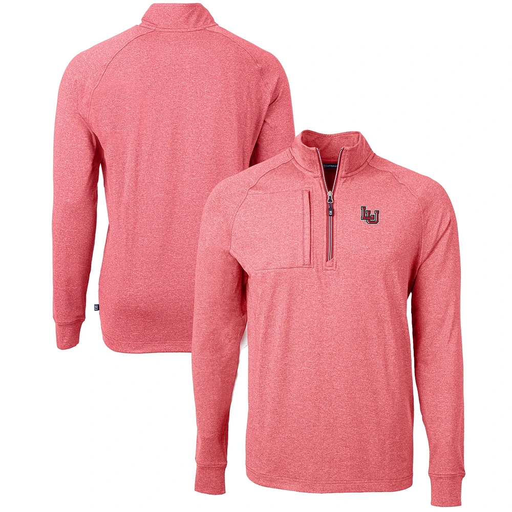 Men's Cutter & Buck Heather Red Lamar Cardinals Big Tall Adapt Eco Knit Quarter-Zip Pullover Top