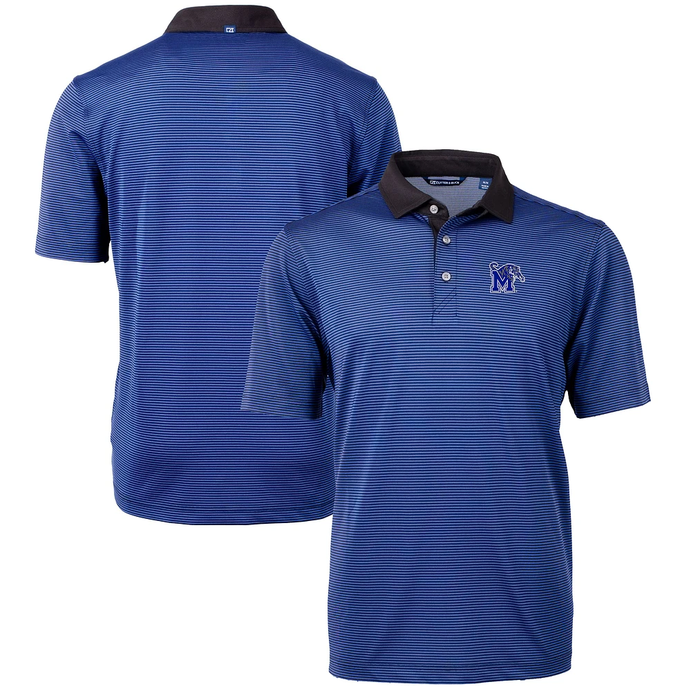 Men's Cutter & Buck Royal/Black Memphis Tigers Big Tall Virtue Eco Pique Micro Stripe Recycled Polo