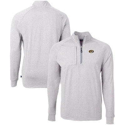 Men's Cutter & Buck Heather Missouri Tigers Big Tall Adapt Eco Knit Quarter-Zip Pullover Top
