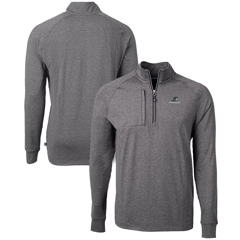 Men's Cutter & Buck Heather Black Providence Friars Big Tall Adapt Eco Knit Quarter-Zip Pullover Top