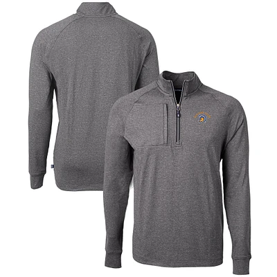 Men's Cutter & Buck Heather Black San Jose State Spartans Big Tall Adapt Eco Knit Quarter-Zip Pullover Top