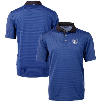 Men's Cutter & Buck Blue/Black Saint Louis Billikens Big Tall Virtue Eco Pique Micro Stripe Recycled Polo