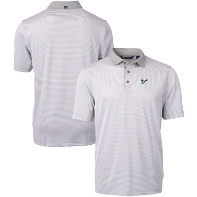 Men's Cutter & Buck Gray/White South Florida Bulls Big Tall Virtue Eco Pique Micro Stripe Recycled Polo