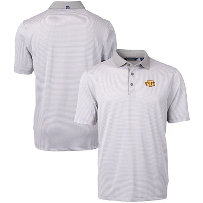 Men's Cutter & Buck Gray/White Tennessee Tech Golden Eagles Big Tall Virtue Eco Pique Micro Stripe Recycled Polo