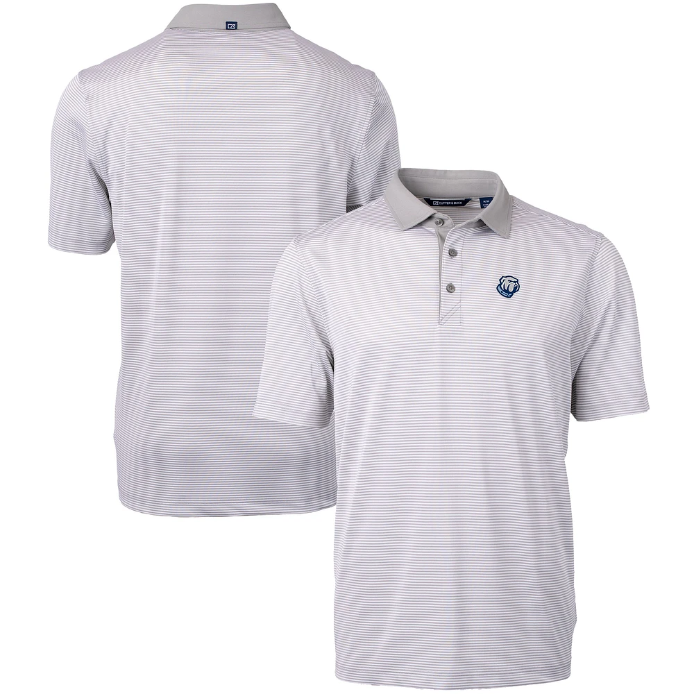 Men's Cutter & Buck Gray/White Citadel Bulldogs Big & Tall Virtue Eco Pique Micro Stripe Recycled Polo