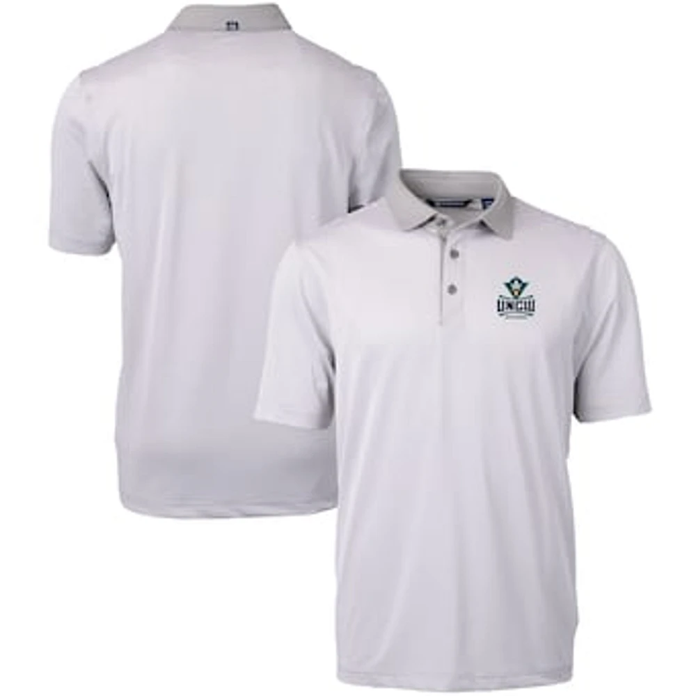 Men's Cutter & Buck Gray/White UNC Wilmington Seahawks Big Tall Virtue Eco Pique Micro Stripe Recycled Polo