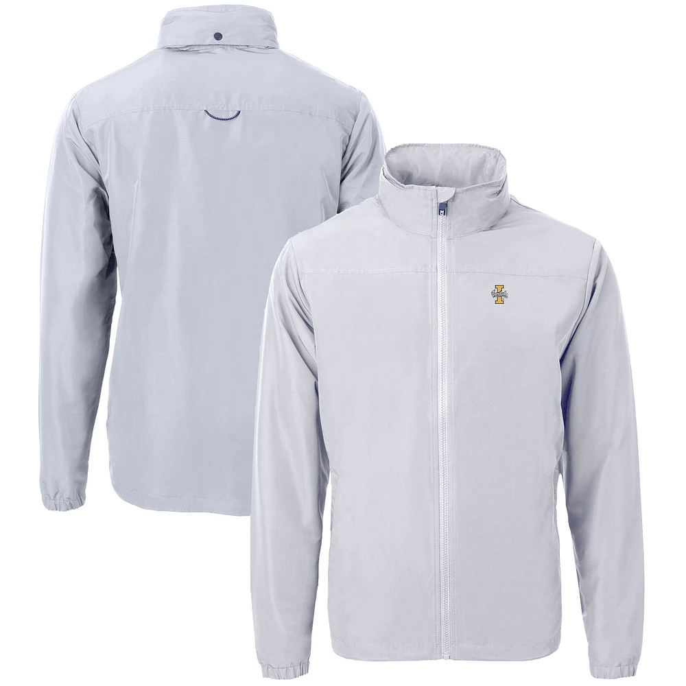 Men's Cutter & Buck Gray Idaho Vandals Big Tall Charter Eco Knit Recycled Full-Zip Jacket