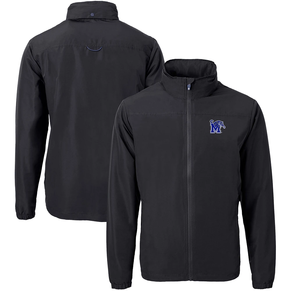 Men's Cutter & Buck Black Memphis Tigers Big Tall Charter Eco Knit Recycled Full-Zip Jacket