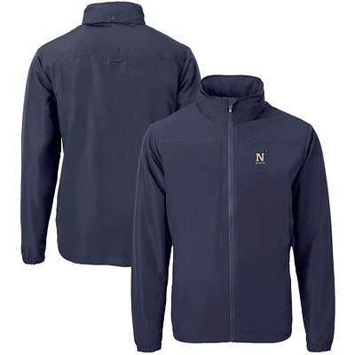 Men's Cutter & Buck Navy Midshipmen Big Tall Charter Eco Knit Recycled Full-Zip Jacket